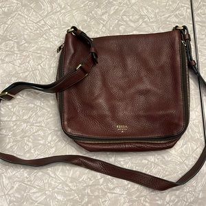 Fossil, Dark Brown, Leather, Small Cross Body Bag